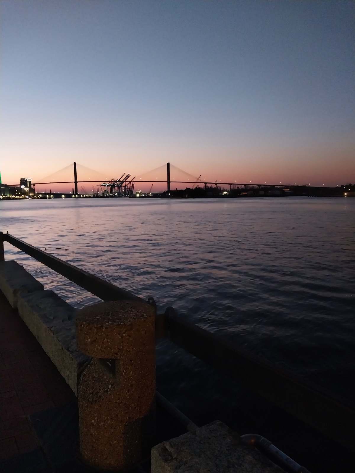 Sunset over the savannah river near savannah, ga